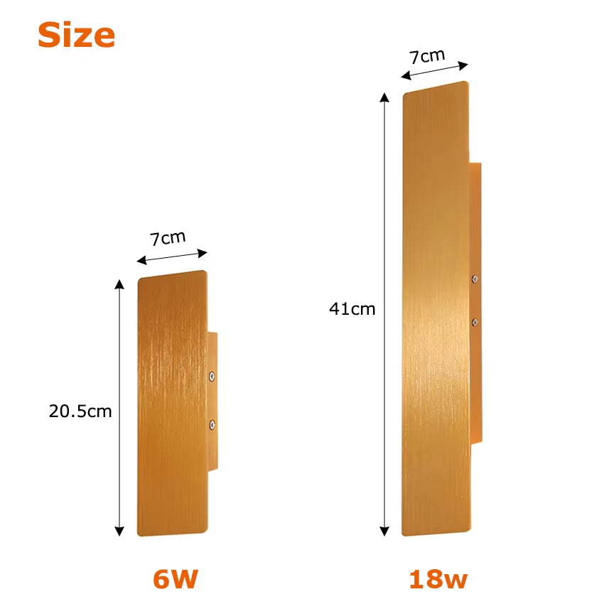 LED Wall Lamp Rectangular Bedroom Bedside Wall Lights Modern Minimalist Indoor Lighting Living Room Decoration Aluminum